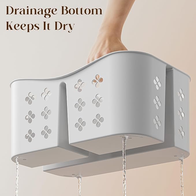 Portable Shower Caddy with Handle, Large Capacity Shower Basket Organizer, Quick-Drain Bathroom Storage Tote, Durable Plastic Shower Organizer for College Dorm, Beach, Gym, Travel Essentials, White - Image 5
