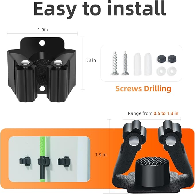 8 PCS Broom Holder Wall Mount, Upgraded Heavy Duty Mop and Broom Holder Wall Mount, Stainless Steel Broom Hanger Mop Holder Rack for Kitchen Laundry Garden Tool Organizer - Image 3