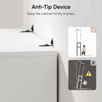 USHOWER White Over The Toilet Storage Cabinet with Glass Doors - Image 8