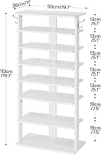 HOOBRO Vertical Shoe Rack, 8 Tier Wooden Shoe Storage Organizer with Hooks, Narrow Shoe Tower for 16 Pairs, Space Saving, for Entryway, Living Room, Bedroom, White WT750XJ01 - Image 8