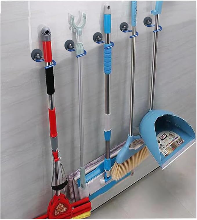 2PCS Broom Holder Magnetic Broom Hooks, Space-Saving Broom Mop Rake Rack, Stainless Steel Heavy Duty Broom Mop Handle Holder - Image 5