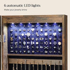 SONGMICS 6 LEDs Mirror Jewelry Cabinet, 47.2-Inch Tall, Lockable - Image 4
