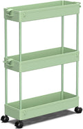 SPACEKEEPER Slim Rolling Storage Cart, 3 Tier Bathroom Cart Organizer,Green by SPACEKEEPER