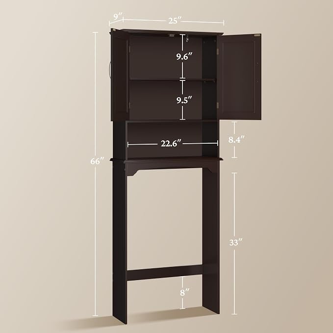 Topeakmart Over The Toilet Storage Cabinet, Bathroom Organizer, Espresso - Image 3