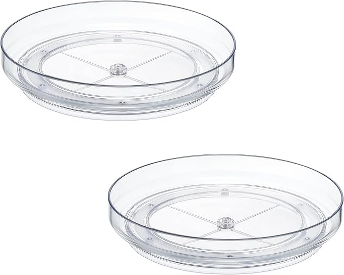 2 Pack 9 Inch Elegant Clear Turntable Acrylic Lazy Susan, Non-Skid Rotating by MakeLifeBetterEasier