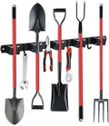 JAMEND CLXP Broom Hanger and Mop Holder, Heavy Duty Garden Tool Organizer Rack Rake and Shovel Handle, Stainless Steel Wall Mounted Utility Rack with Screws (5 Racks with 4 Hooks, Matte Black). by JAMEND+CLXP