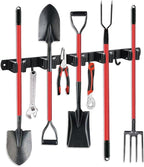 JAMEND CLXP Broom Hanger and Mop Holder, Heavy Duty Garden Tool Organizer Rack Rake and Shovel Handle, Stainless Steel Wall Mounted Utility Rack with Screws (5 Racks with 4 Hooks, Matte Black). by JAMEND+CLXP