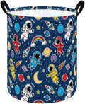 MAIZMZ Kids Storage Bin Astronaut Space Hamper,15.7" D x 19.7" H Waterproof Linen Laundry Basket with Leather Handles for Boys Room, Gifts by Unknown