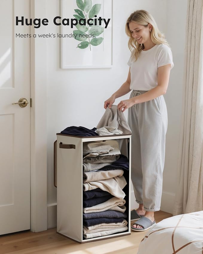 SOLEDI 90L Laundry Hamper with Lid, Large Collapsible Laundry Basket - Image 3