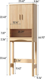 Vabches Farmhouse Over Toilet Storage Cabinet with 2 Fluted Doors,Natural - Image 2