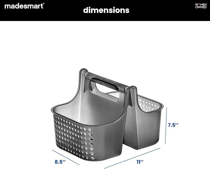 madesmart Shower Tote with Soft Grip Handle, Smoke - Image 6