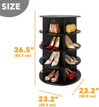 SpaceAid 4 Tier Rotating Shoe Rack Tower, Spinning Shoe Display Lazy Susan, Revolving 360 Shoe Rack Storage Round Carousel, Vertical Handbag Rotate Shoes Closet Organization (4-Tier Black) - Image 2