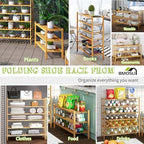 BMOSU 3-Tier Bamboo Extended Shoe Rack Premium Stackable Shoe Shelf Storage Organizer for Hallway Closet Living Room Entryway Organizer (Natural Bamboo) - Image 4