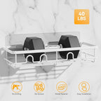 Adhesive Shower Caddy, Large Capacity Shower Racks for Inside Shower, No Drill Bathroom Shower Organizer and Storage, 2 Pack White Bathroom Shelves, Home Decor Rv Accessories, Apartment - Image 5