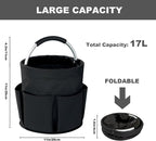 Cleaning Caddy with Handle, 17L Foldable Cleaning Supplies Organizer, Portable Storage Basket, Cleaning Supply Caddy, Multifunctional Cleaning Bucket Bag for Garden, Home, Kitchen (Black) - Image 4