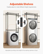 VEVOR Over The Washer and Dryer Storage Shelf, 5 Tier Laundry Room Drying Rack with Hanger Rod and Hooks, Adjustable Over Washer and Dryer Shelves, Laundry Room Shelf Storage Space Saver, Black - Image 5