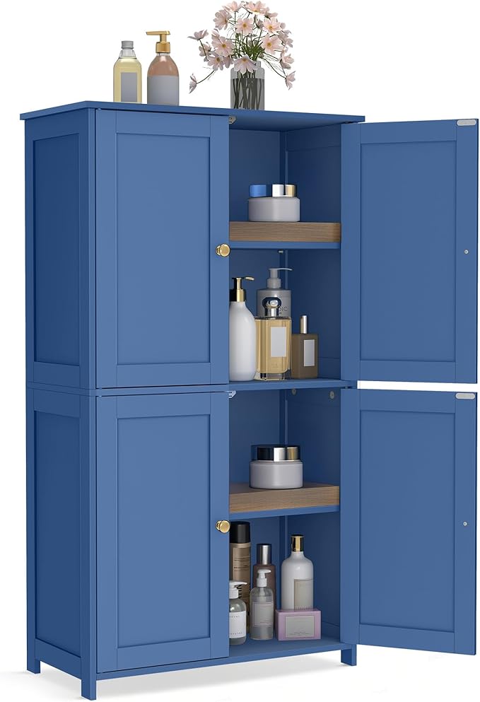 VASAGLE Floor Storage Cabinet, 2 Adjustable Shelves, 4 Doors,42.7" H by Unknown