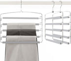 TOPIA HANGER Pants Hangers Space Saving with 5 Tiers Non-Slip Foam Padded | 3 Pack 80% Space Save Closet Orgainzer, 360° Swivel Hook, Multi Layers Swing Arm Non-Slip Foam Padded for Pants Jeans Gray by TOPIAHANGER