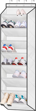 SLEEPING LAMB Over The Door Shoe Organizer for Closet with Large Deep Pockets, Narrow Shoe Rack for Door Hanging Boots Storage, White by SLEEPINGLAMB