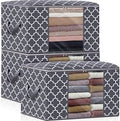 WISELIFE Storage Bags, Large Blanket Clothes Organization and Storage Containers for Bedding, Comforters, Foldable Organizer with Reinforced Handle, Clear Window,Sturdy Zippers,(Grey, 3 x 100L) | Large Blanketfor Bedding, Comforters, Foldable Organizer... by WiseLife