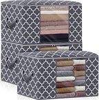 WISELIFE Storage Bags, Large Blanket Clothes Organization and Storage Containers for Bedding, Comforters, Foldable Organizer with Reinforced Handle, Clear Window,Sturdy Zippers,(Grey, 3 x 100L) | Large Blanketfor Bedding, Comforters, Foldable Organizer... by WiseLife