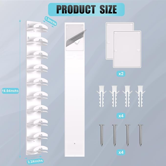 Hat Organizer for Baseball Caps 2Pack, Hat Rack for Wall with Strong Adhesive Hold up to 20 Hats, Hat Hanger Holder Display for Door Closet, Cap Organizer Storage Multilayer Two Mounting Option(White) - Image 7