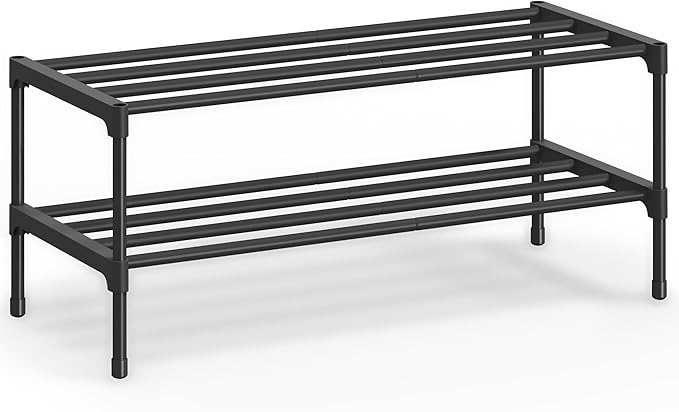 SONGMICS Shoe Rack, 2-Tier Stackable Metal Shoe Organizer, 24.5" Wide by Unknown