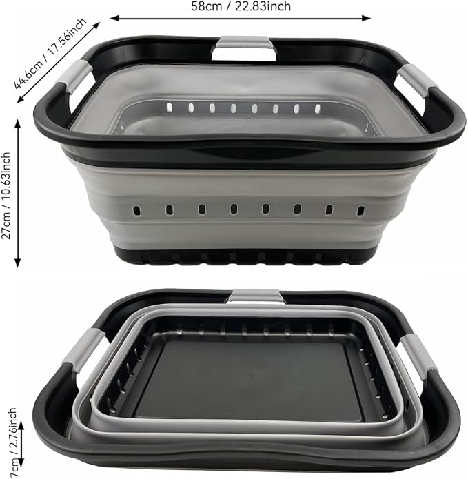 SAMMART 42L (11 gallon) Collapsible Plastic Laundry Basket - Foldable Pop Up Storage Container/Organizer - Portable Basket - Space Saving Hamper (Black/Alloy Grey (Set of 2)) - Image 4
