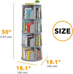 SpaceAid 4 Tier Rotating Bookshelf Tower, Spinning Bookcase Lazy Susan, Revolving 360 Book Shelf Storage Round Carousel, Vertical Rotate Turning Spiral Corner Organizer, Gray - Image 2