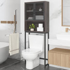 Launica 65 Inch Over The Toilet Storage Cabinet Wood and Metal Dark Gray by LAUNICA