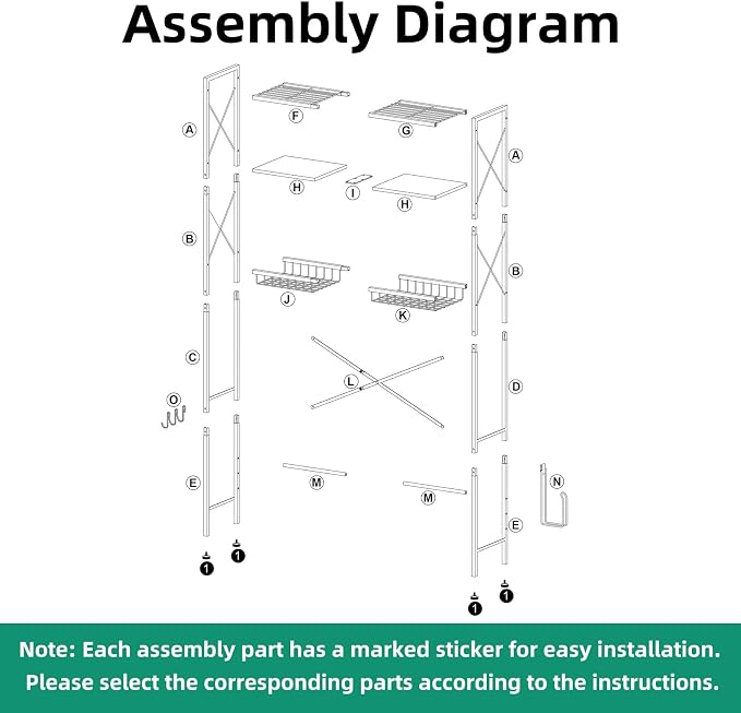 Kalrin Over The Toilet Storage with X Shape Side Guardrail, 3-Tier Over Toilet Storage Rack with Drain Basket, Freestanding Bathroom Organizer for Balcony Laundry, Pure White - Image 8