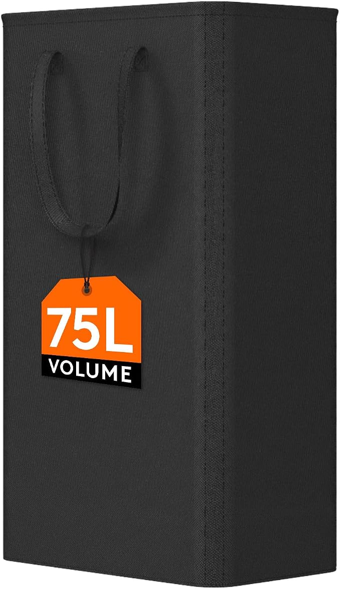 Lifewit Slim Collapsible Laundry Basket with Handles, 75L, Black by Lifewit