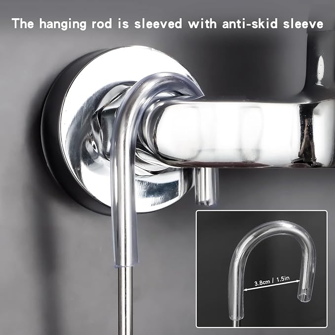 YQh hanging shower rack, bathroom storage rack, shampoo bracket, the back hook can be rotated, and can be hung on the faucet or Claw foot bathtubcross bar, 304 stainless steel rust proof and durable - Image 4