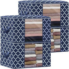 Storage Bags 100L 4Pack Clothes Organization and Storage Containers | Large Blanketfor Bedding, Comforters, Foldable Organizer with Reinforced Handle, Clear Window, Sturdy Zippers, Blue by WiseLife