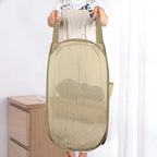 Mesh Popup Laundry Hamper, Foldable Laundry Basket Clothes Hamper for Home, Apartment, College Dorm or Travel, Collapsible for Storage, Beige - Image 7