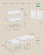 SONGMICS Cabinet Organizer Shelf, Set of 2 Kitchen Counter Shelves, Kitchen Storage, Spice Rack, Stackable, Expandable, Metal and Engineered Wood, Cloud White and Snow White UKCS02W01 (Pack of 2) - Image 5