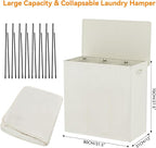 WOWLIVE 180L Laundry Hamper 3 Section, Large Laundry Basket with Lid - Image 5