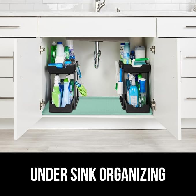 GORILLA GRIP Waterproof Silicone Under Sink Mat, Stay in Place, 46x22 Mint - Image 9