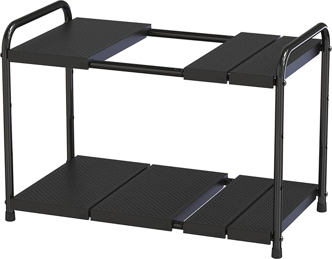 Deco Brothers Under Sink 2 Tier Expandable Shelf Organizer, Black by DecoBrothers