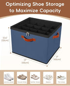 2 Pack Foldable Shoe Storage Bin Clear Lid Organizer for Entryway,Navy Blue - Image 3