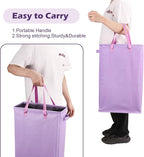 Odonata Slim Laundry Hamper Handles Collapsible Laundry Basket Thin Dirty Clothes Basket Narrow Laundry Bag Foldable Dirty Hamper 45L (Light Purple) - Image 6