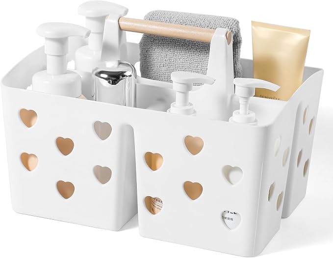 Portable Shower Caddy Plastic Shower Basket Organizer with Handle, White by Anyoifax