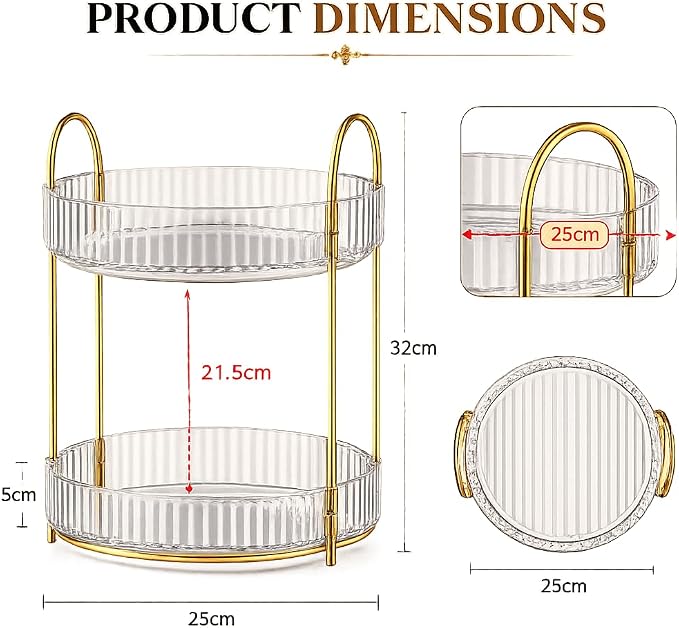 360° Rotating Organizer, Lazy Susan Bathroom Counter Organizer for Perfume, Skincare, Makeup & Cosmetic Storage, Vanity Countertop Organizer, Clear, 2-Tier - Image 4