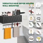 Rustic Hair Dryer Holder Wall Mounted with Towel Rack - Image 6