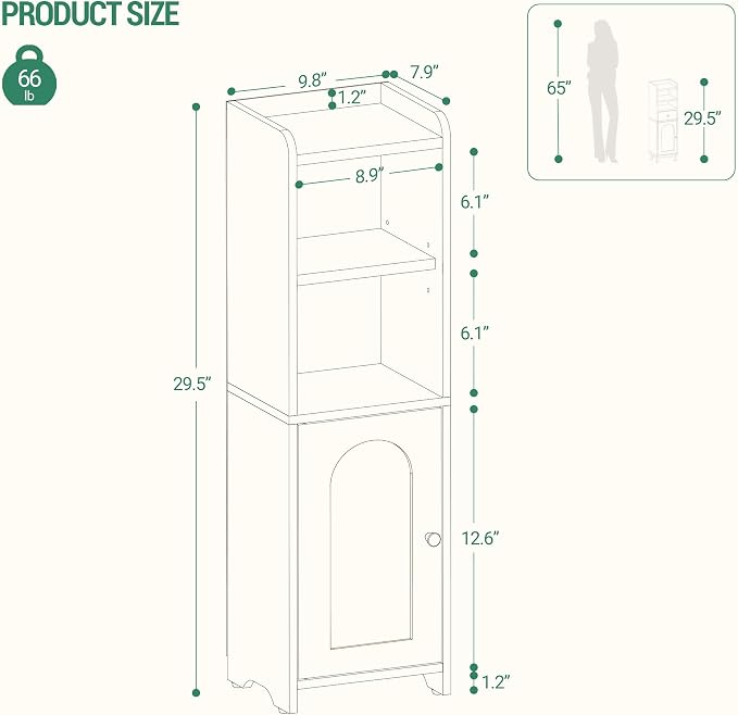 Hzuaneri Bathroom Storage Cabinet, Narrow Toilet Paper Cabinets with Doors - Image 2
