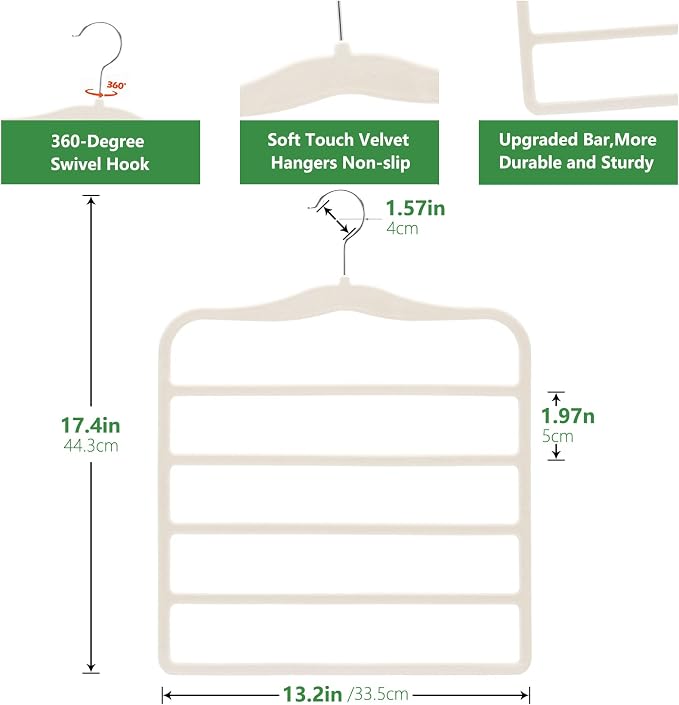 Magic Pants Velvet Hangers for Organization and Storage - Space Saving, 5 Pack Dorm Room Essentials for College Students Girls - Image 4