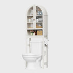 Over The Toilet Storage Cabinet, 23.7”W Modern Storage Cabinet Over Toilet with Acrylic Doors, Arched Freestanding Over Toilet Rack with Adjustable Shelf for Bathroom, White - Image 9