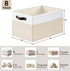 Criusia 8 Pack Large Storage Basket, Fabric Blanket Basket Living Room, Toy Organizers and Storage with Handles for Kids, Laundry Basket for Clothes Towel, Yarn and Craft Storage Bins (14L*10W*9.5H) - Image 2