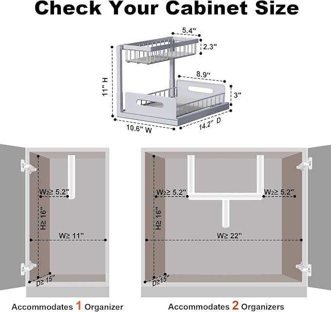 REALINN Under Sink Organizer, Pull Out Cabinet Organizer 2 Tier - Image 2