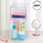 STORi Audrey Stackable Clear Bin Plastic Organizer Drawers | 2 Piece Set | Organize Cosmetics and Beauty Supplies on a Vanity | Made in USA (Pack of 3) - Image 4